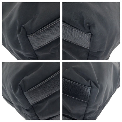 Prada Tessuto Saffiano Black Silver Nylon Leather Tote Shoulder — view 3