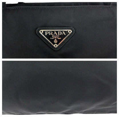 Prada Tessuto Black Silver Nylon Tote Shoulder — view 5