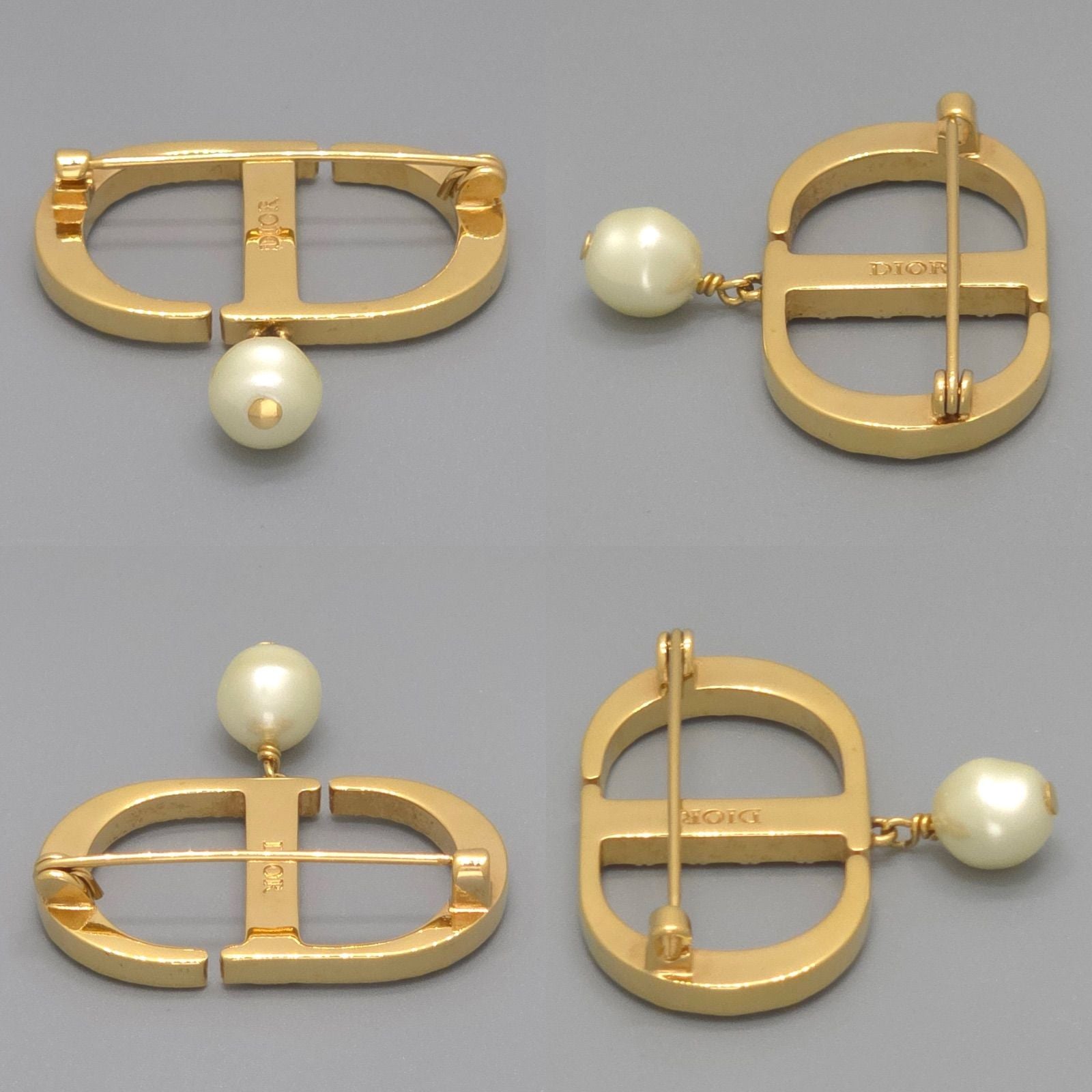 Dior Petit CD Brooch 3.25 cm Resin Pearl Crystal CD Signature Gold — view 6