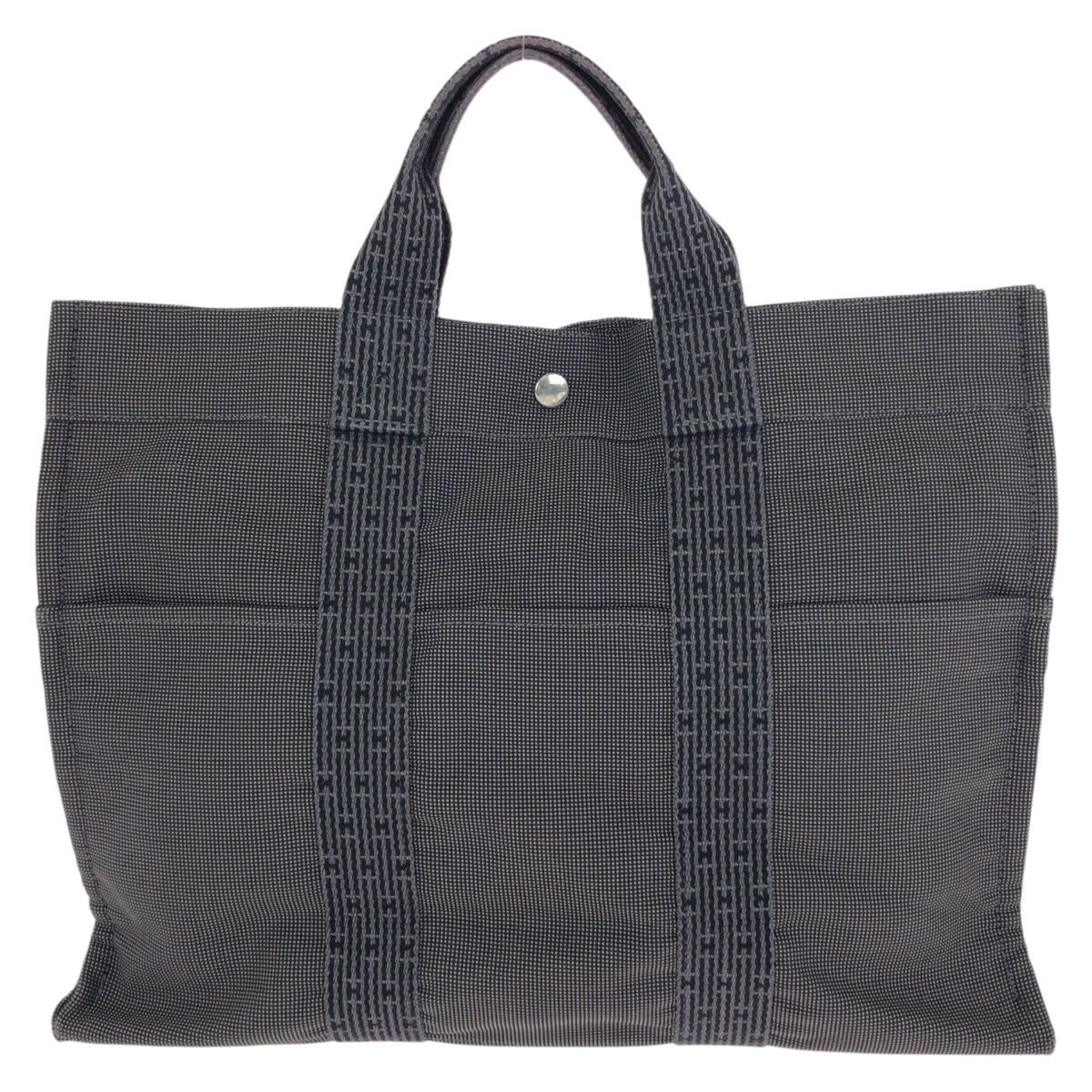 Hermes Her Line Gray Silver Polyamide Polyester Tote
