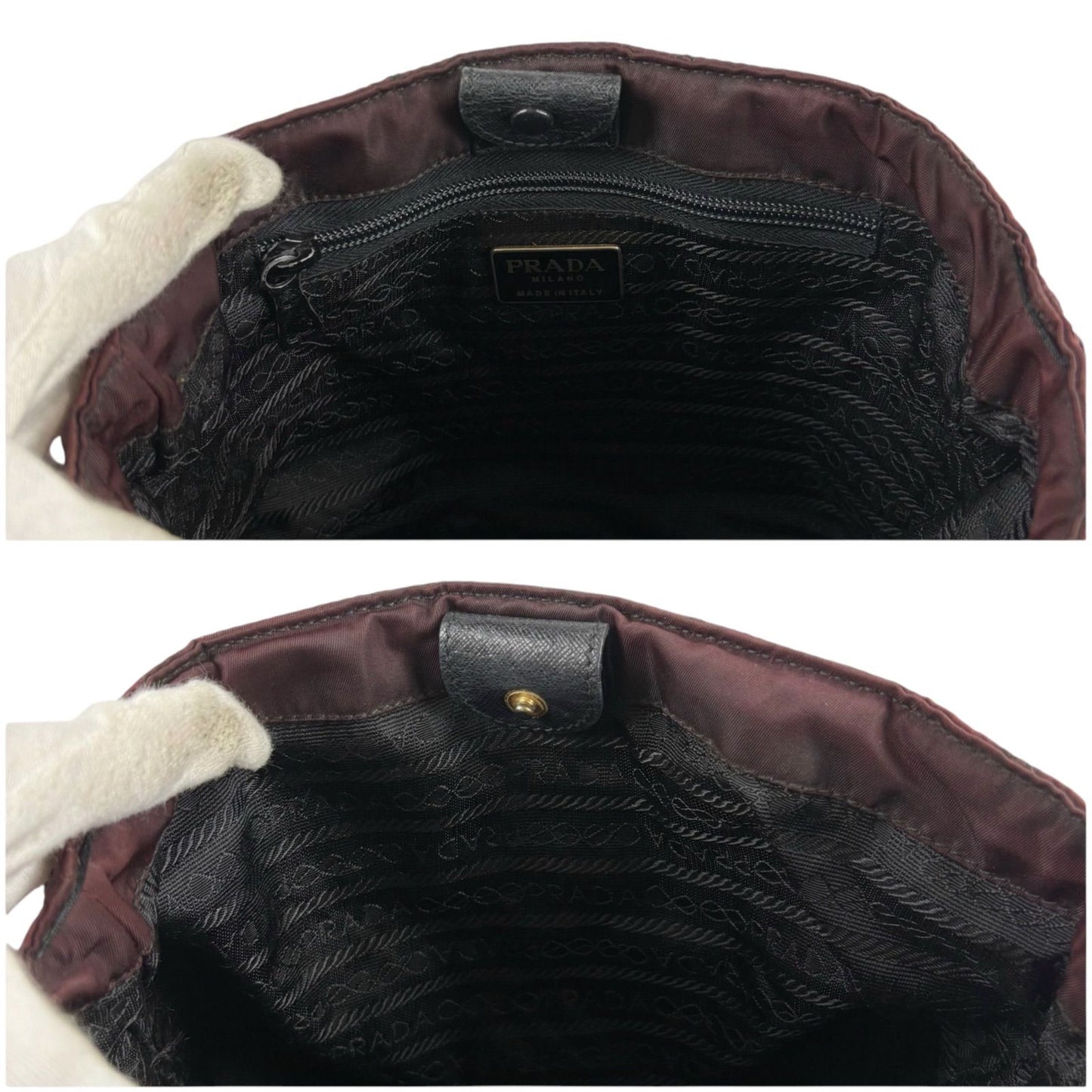 Prada Quilted Triangle Logo Chain Shoulder Bag Purple Brown — view 6