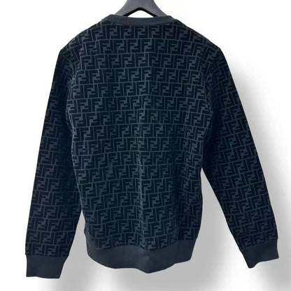 Fendi Zucca Pattern FF Logo Long Sleeve Sweatshirt Black — view 3