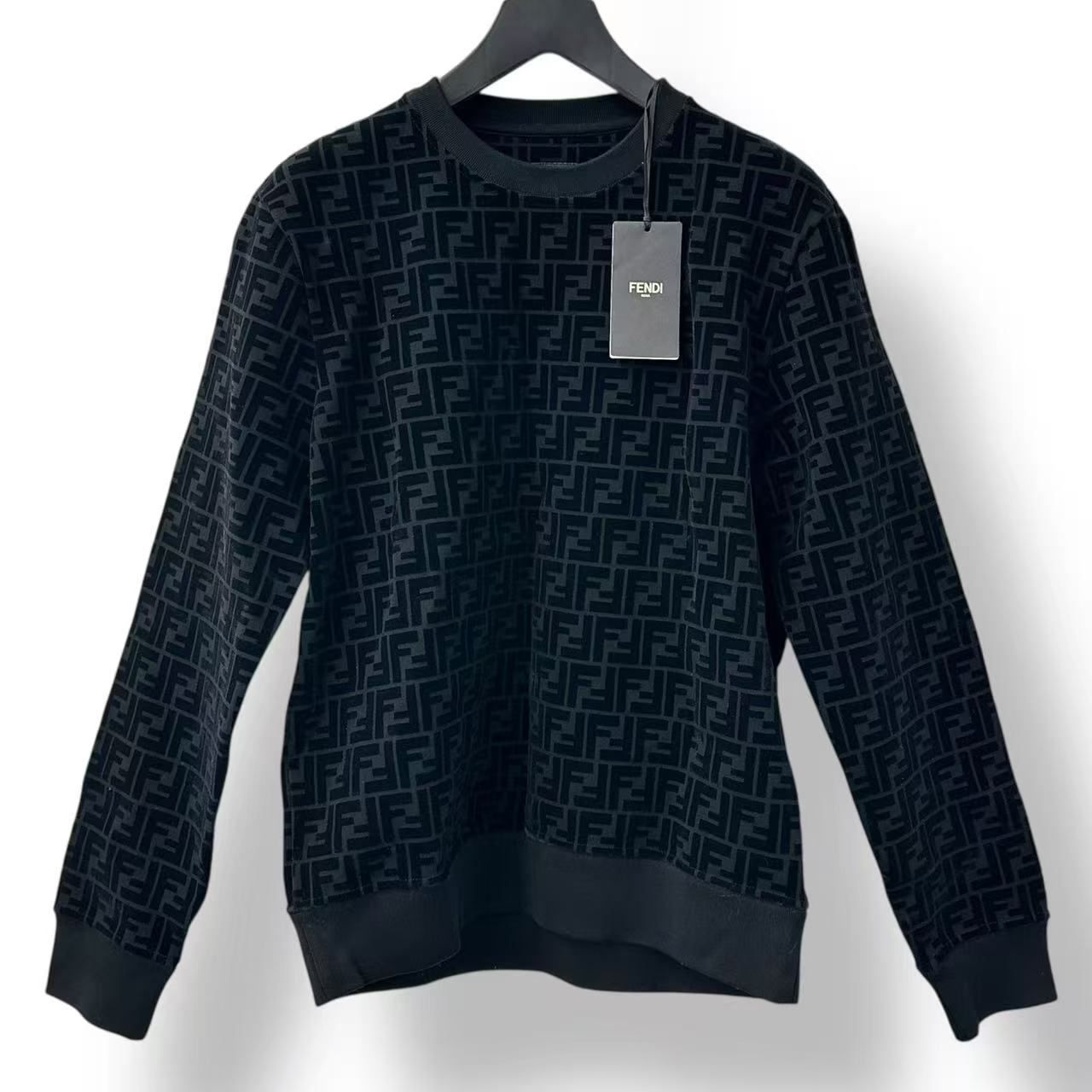Fendi Zucca Pattern FF Logo Long Sleeve Sweatshirt Black — view 2