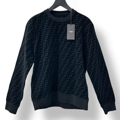 Fendi Zucca Pattern FF Logo Long Sleeve Sweatshirt Black — view 2