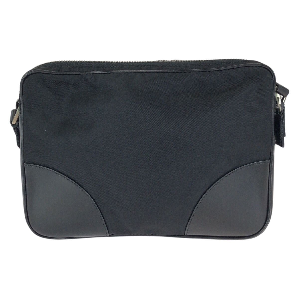 Prada Tessuto Black Silver Nylon Leather Shoulder — view 2