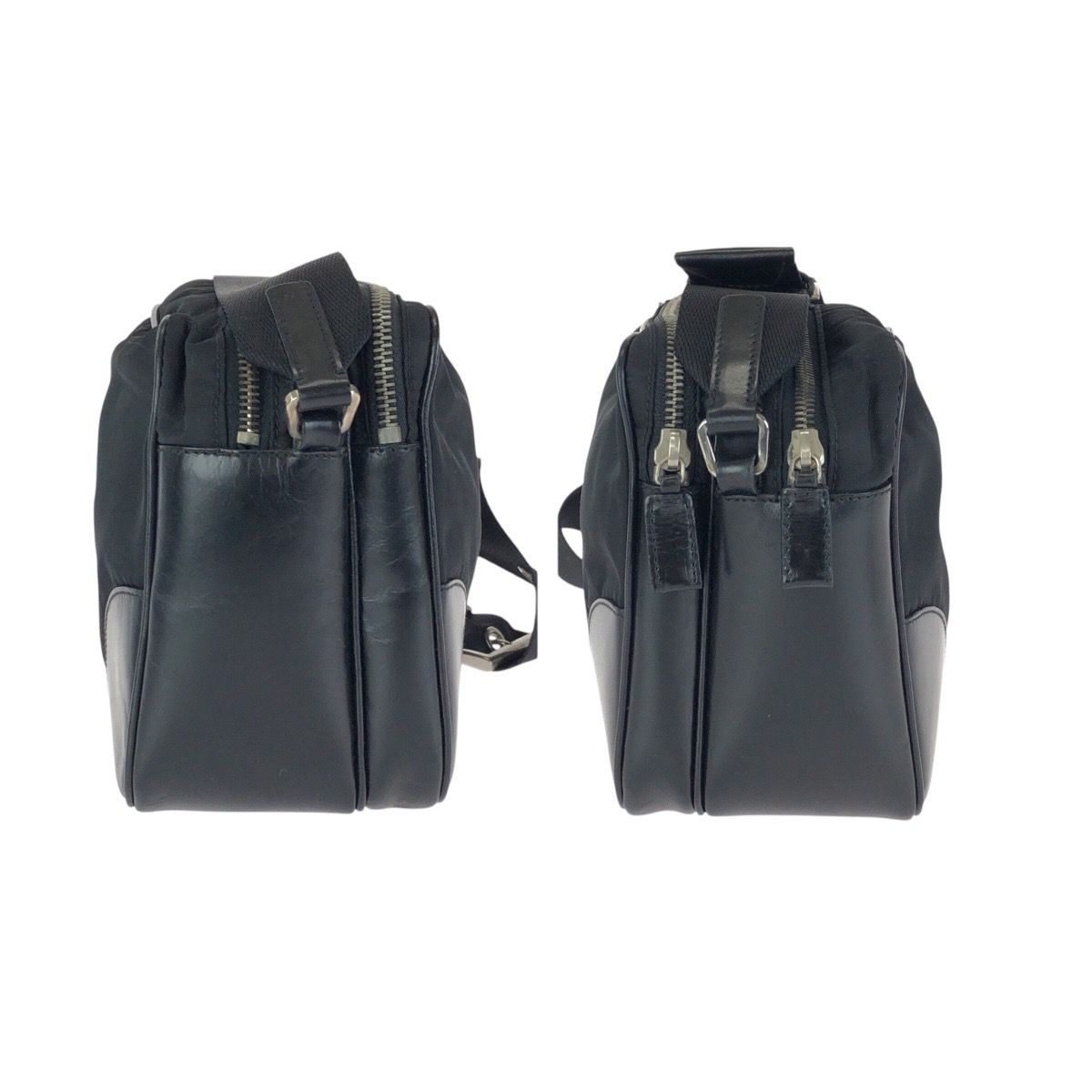 Prada Tessuto Black Silver Nylon Leather Shoulder — view 8