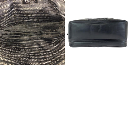 Prada Tessuto Black Silver Nylon Leather Shoulder — view 9