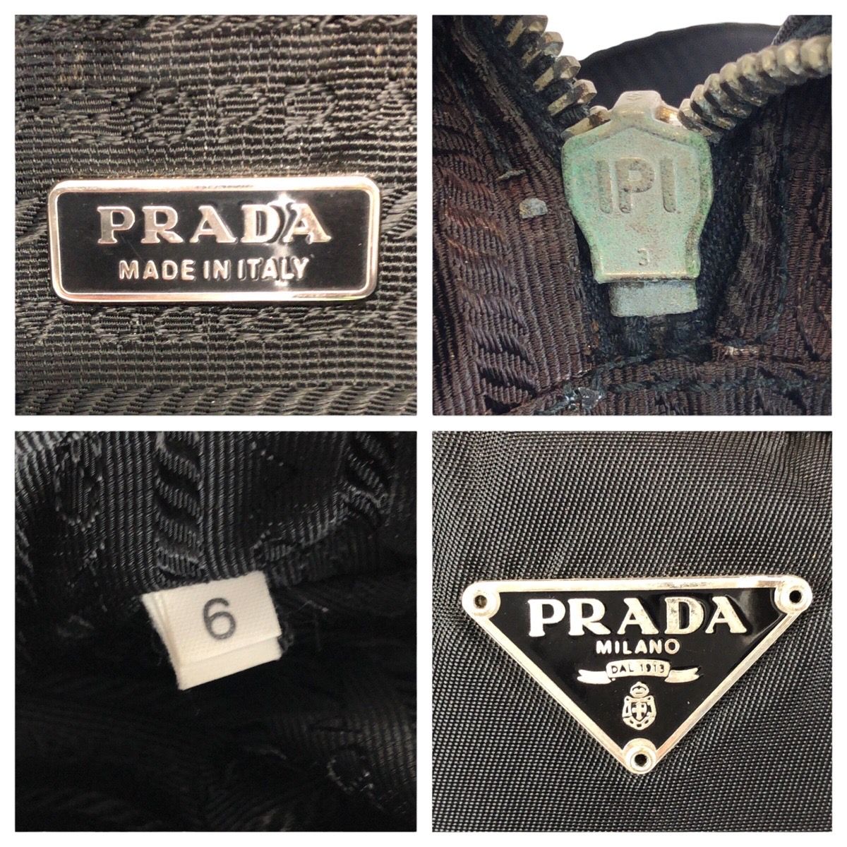 Prada Tessuto Black Silver Nylon Leather Shoulder — view 4