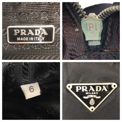 Prada Tessuto Black Silver Nylon Leather Shoulder — view 4
