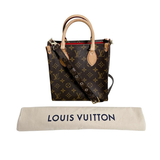 Louis Vuitton Monogram Handbag Sac Plat BB Brown