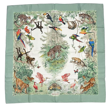 Hermes Carre 90 Scarf Silk Equateur Red Road Green