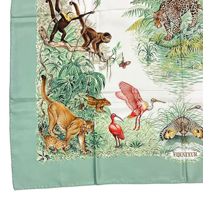 Hermes Carre 90 Scarf Silk Equateur Red Road Green — view 5