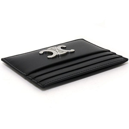 Celine Triomphe Card Holder Case Shiny Calfskin Black Palladium Finish — view 5