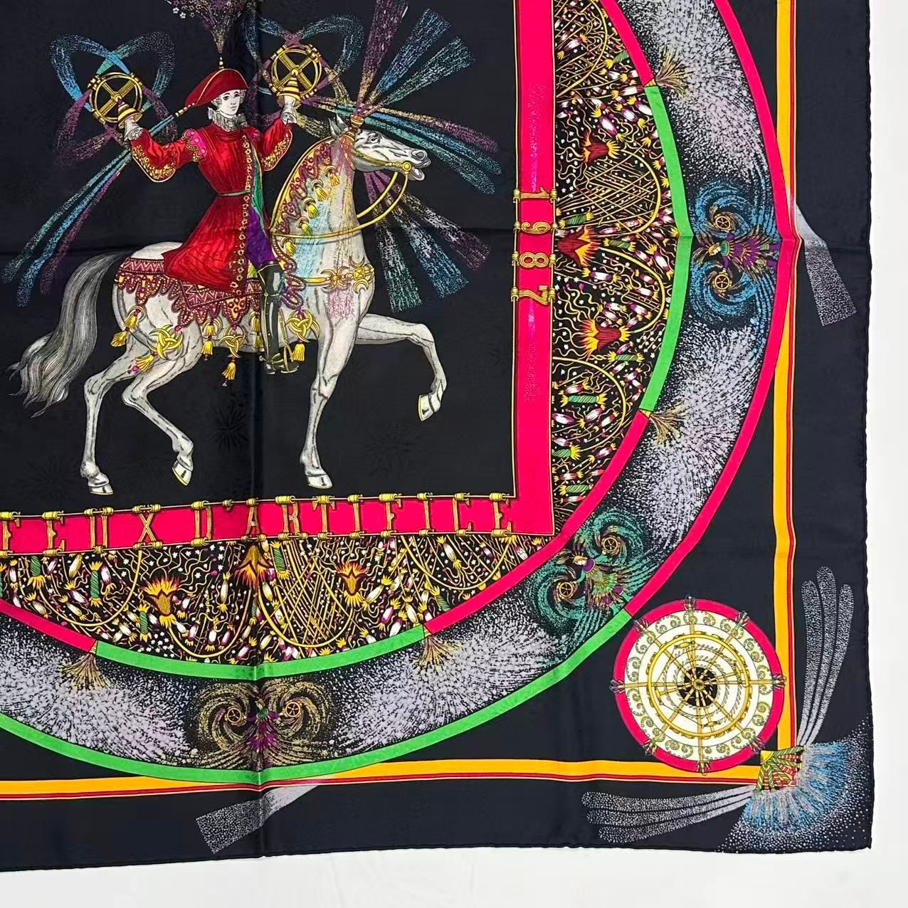 Hermes Carre 90 Scarf Silk Feux D'artifice Fireworks Multicolor — view 5