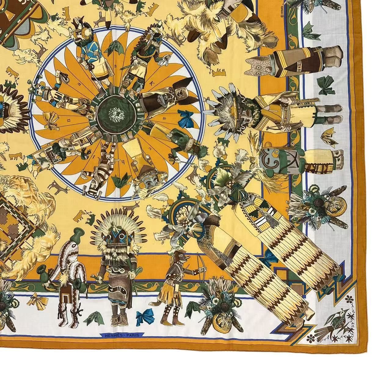 Hermes Scarf Carre 140 Large Kachina Cashmere Yellow — view 6