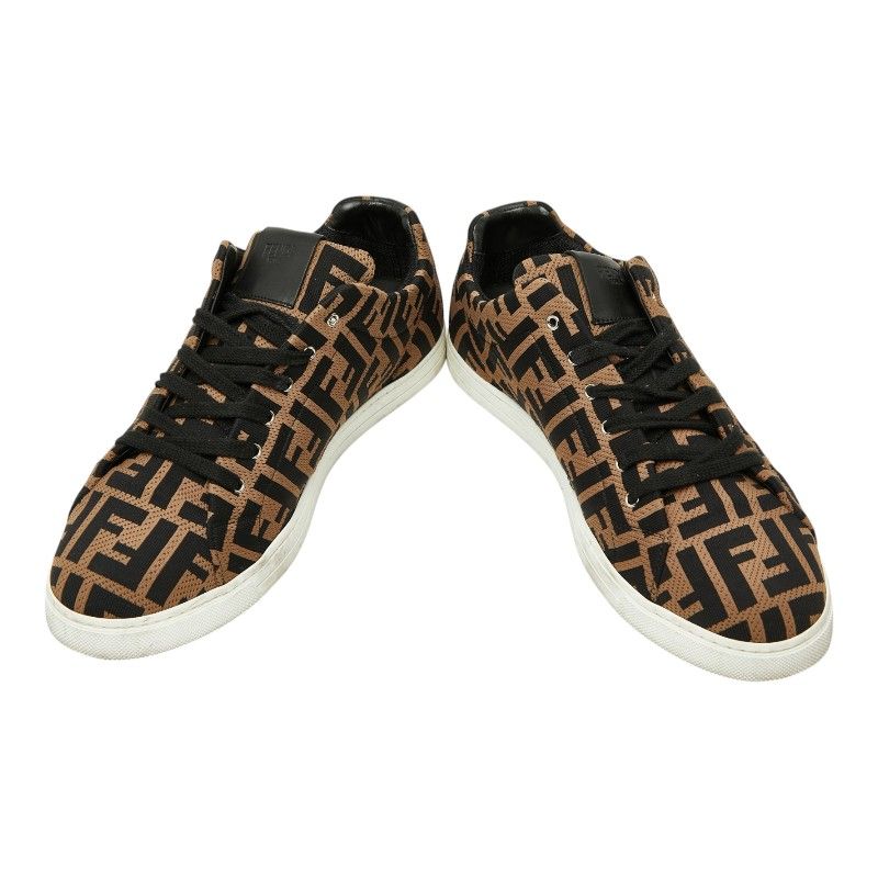 Fendi Zucca Sneakers 8 Brown Black Canvas Leather — view 4