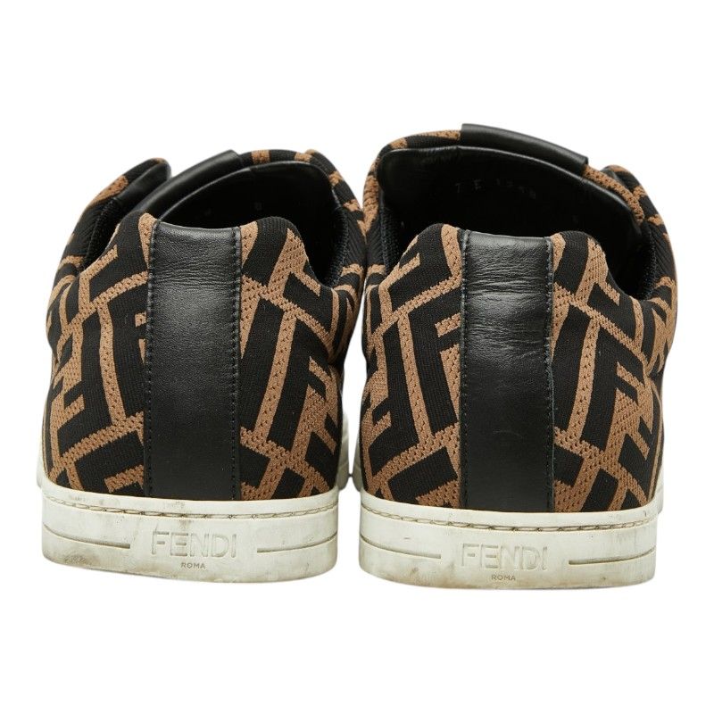 Fendi Zucca Sneakers 8 Brown Black Canvas Leather — view 3