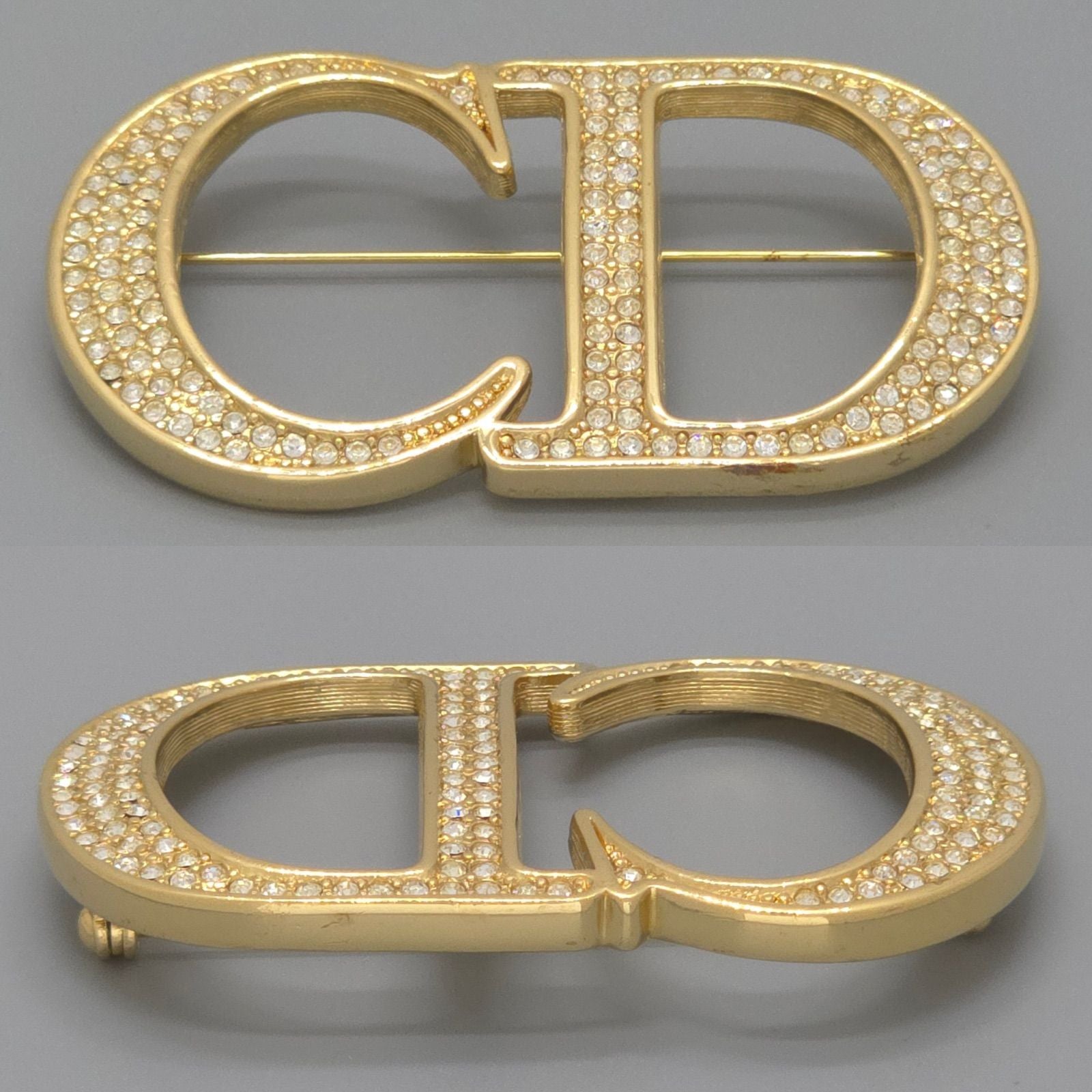 Dior CD Brooch 6.28 cm CD Signature Crystal Gold — view 2