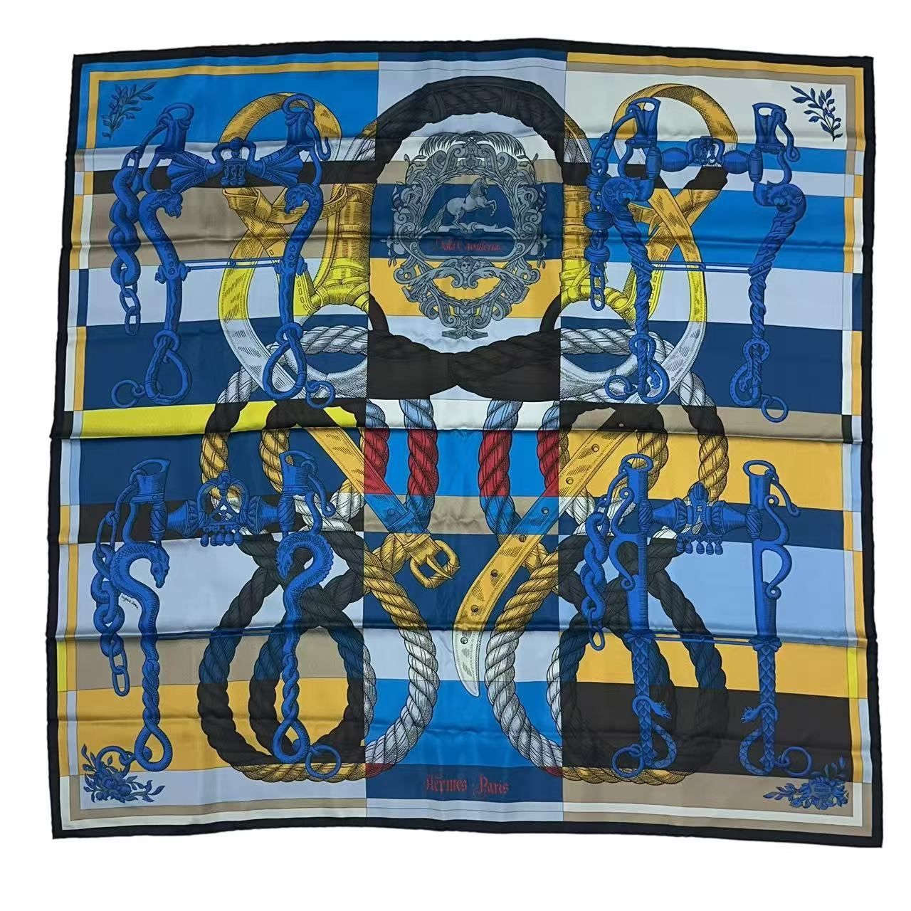 Hermes Carre 90 Scarf Silk Double Face Della Cavalleria Blue — view 2