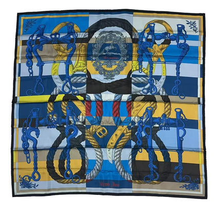 Hermes Carre 90 Scarf Silk Double Face Della Cavalleria Blue — view 2