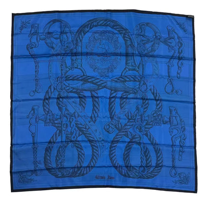 Hermes Carre 90 Scarf Silk Double Face Della Cavalleria Blue — view 3