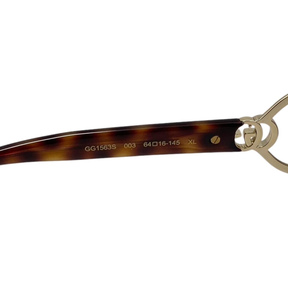 Gucci Sunglasses Geometric Frame Double Tortoiseshell Pattern Brown Gold Eyewear — view 7