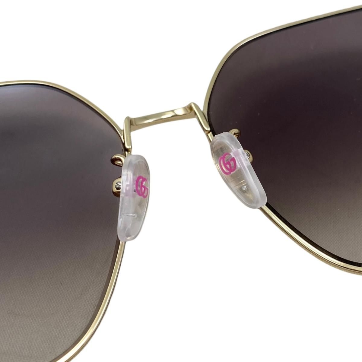 Gucci Sunglasses Geometric Frame Double Tortoiseshell Pattern Brown Gold Eyewear — view 6
