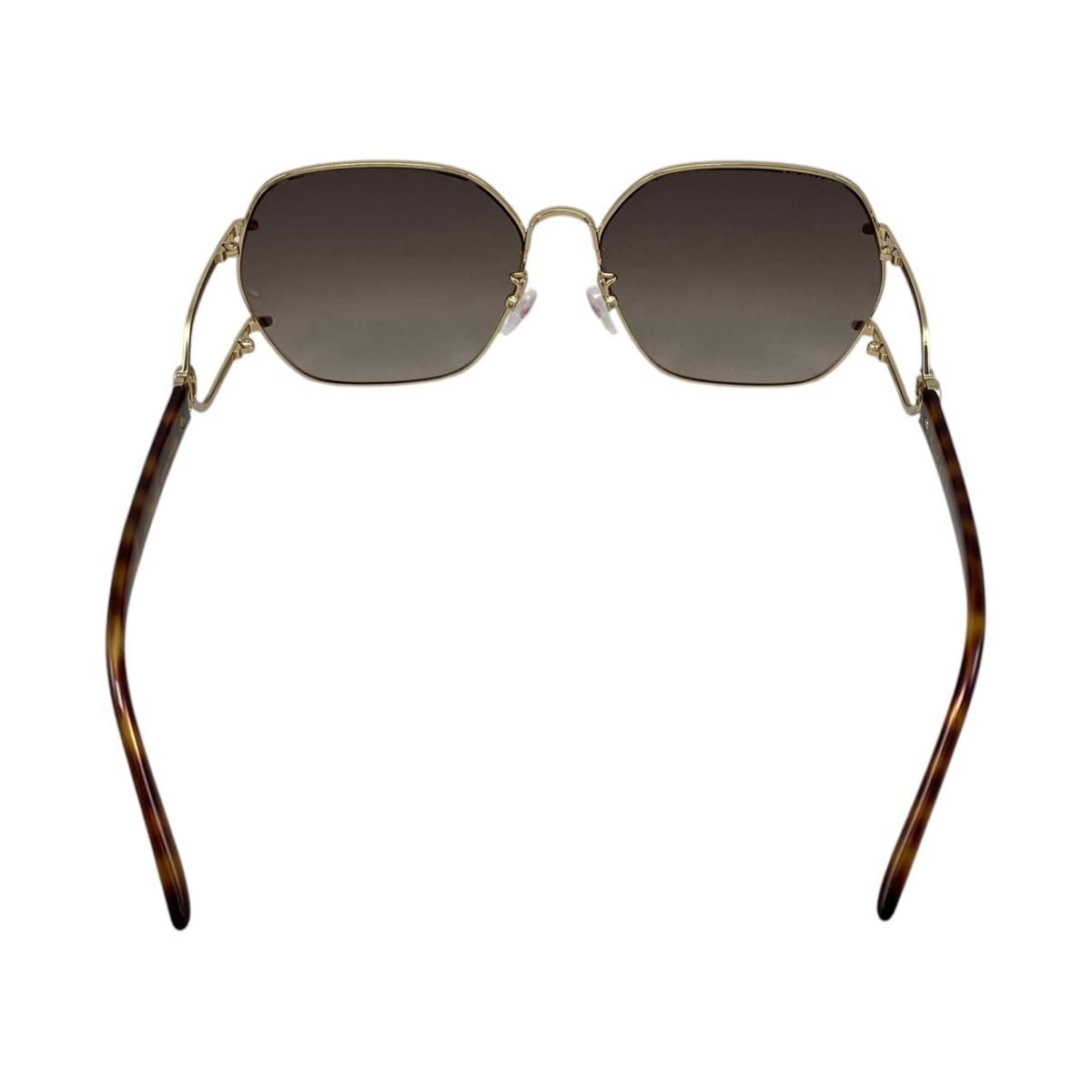 Gucci Sunglasses Geometric Frame Double Tortoiseshell Pattern Brown Gold Eyewear — view 4
