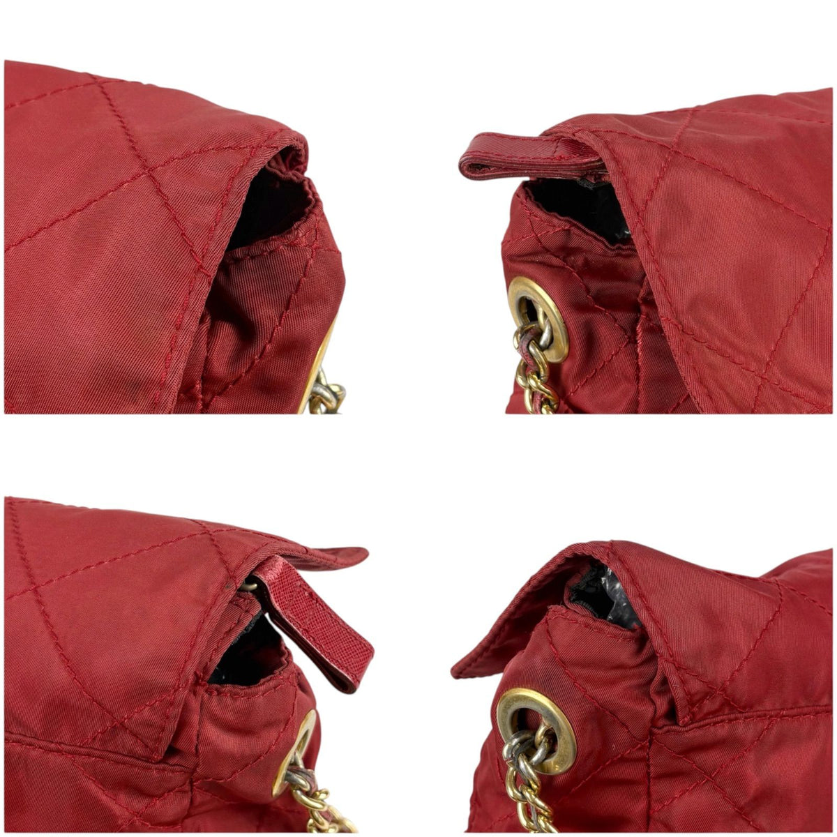 Prada Quilted Triangle Logo Chain Shoulder Bag Tessuto Nylon — view 7