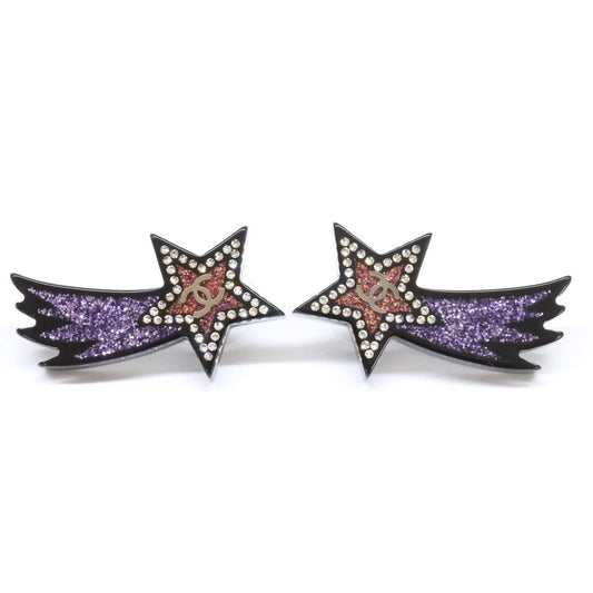 Chanel 17k Rhinestone CC Logo Shooting Star Earring
