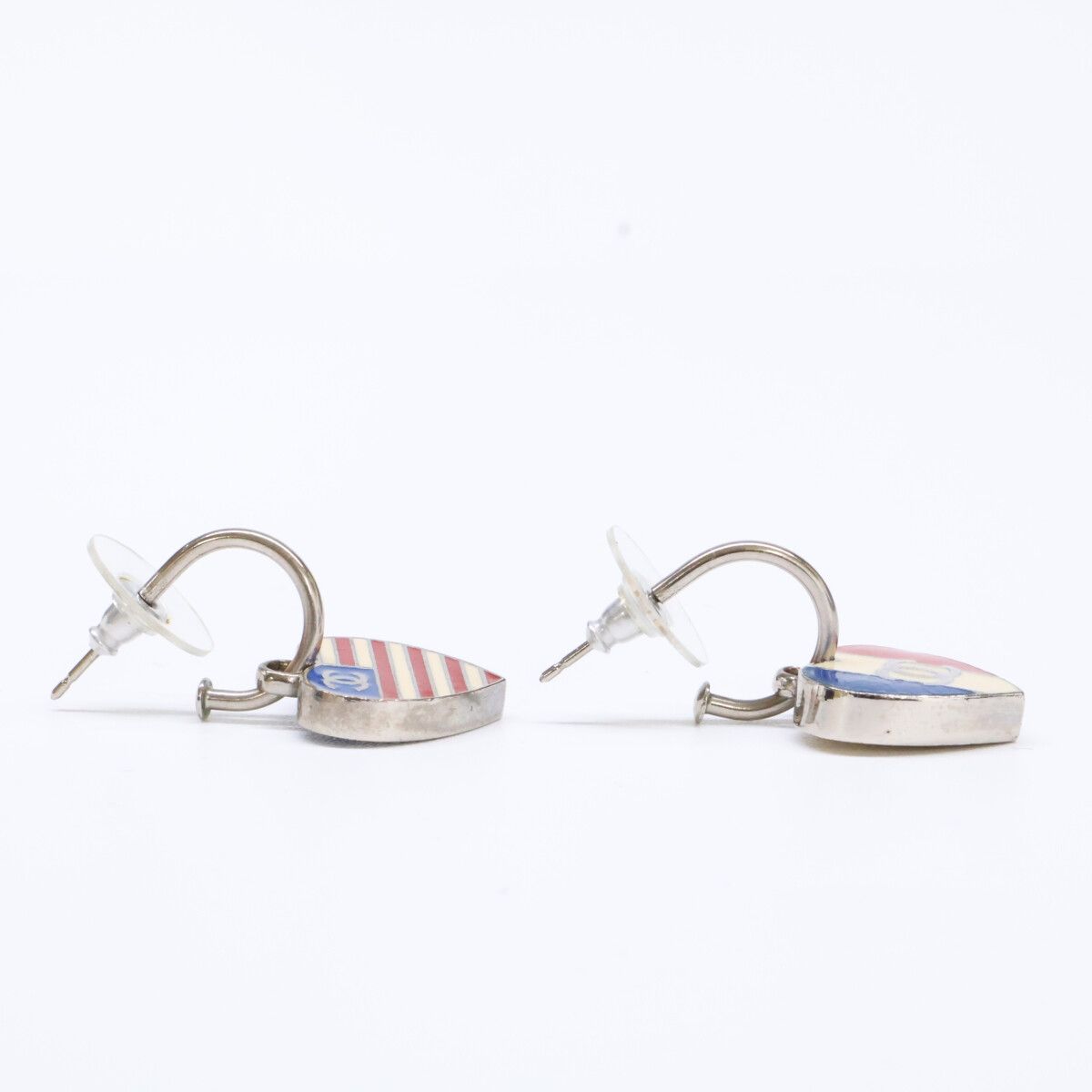 Chanel CC Logo American French Flag Motif Earring — view 4