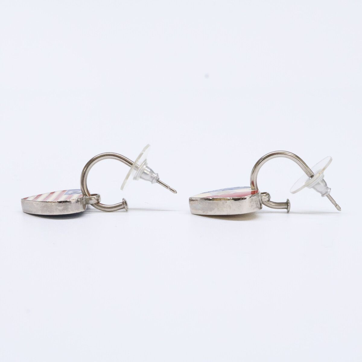 Chanel CC Logo American French Flag Motif Earring — view 2