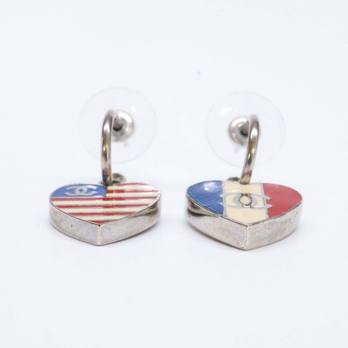 Chanel CC Logo American French Flag Motif Earring — view 3