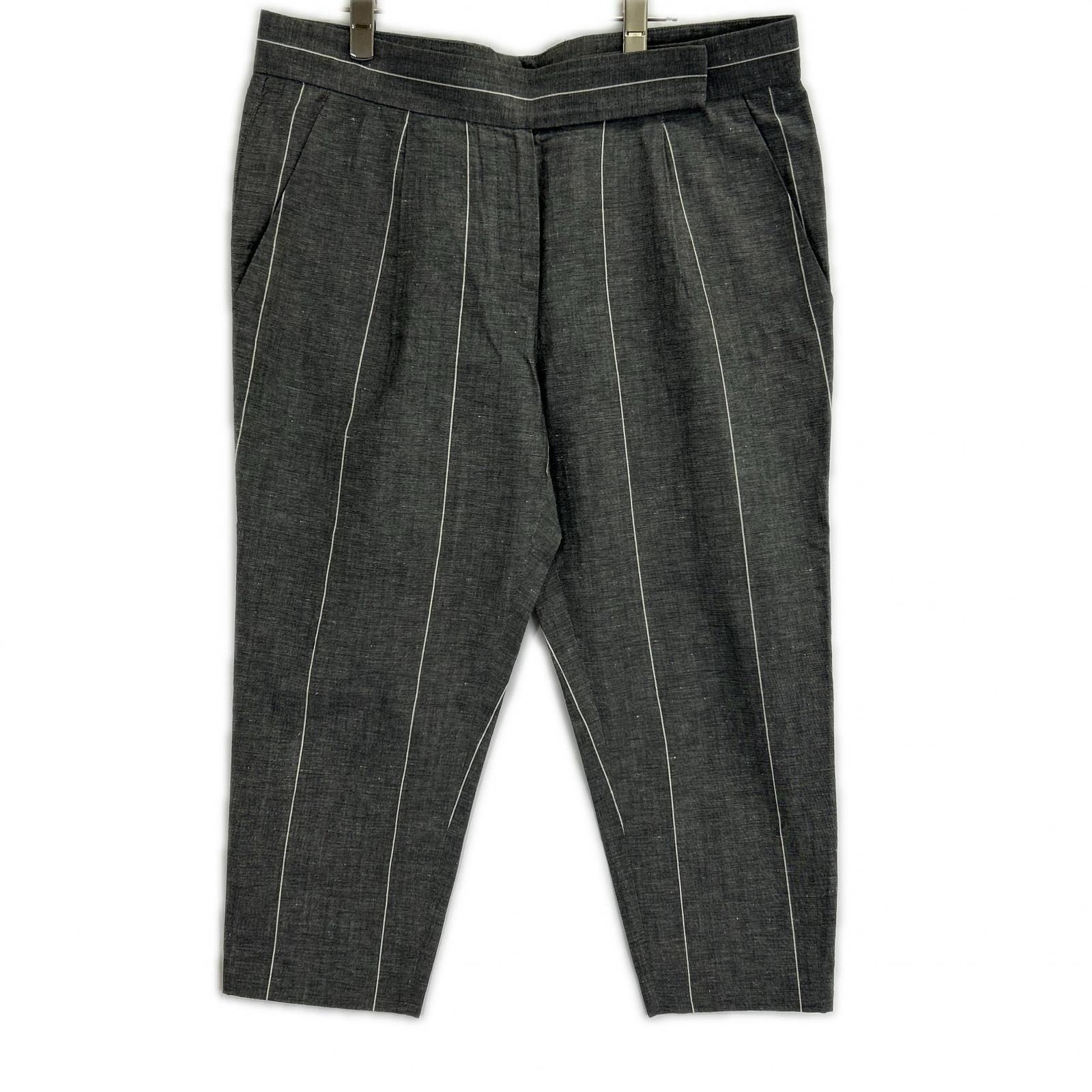 Brunello Cucinelli Gray Linen Cropped Length Pants 44