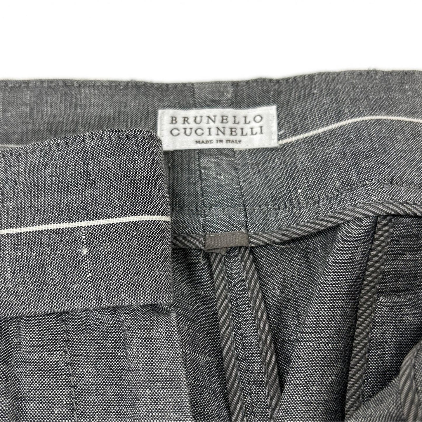 Brunello Cucinelli Gray Linen Cropped Length Pants 44 — view 3