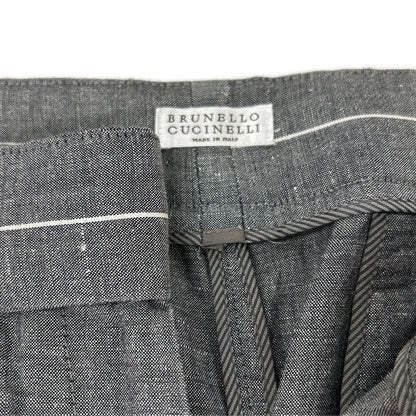 Brunello Cucinelli Gray Linen Cropped Length Pants 44 — view 3