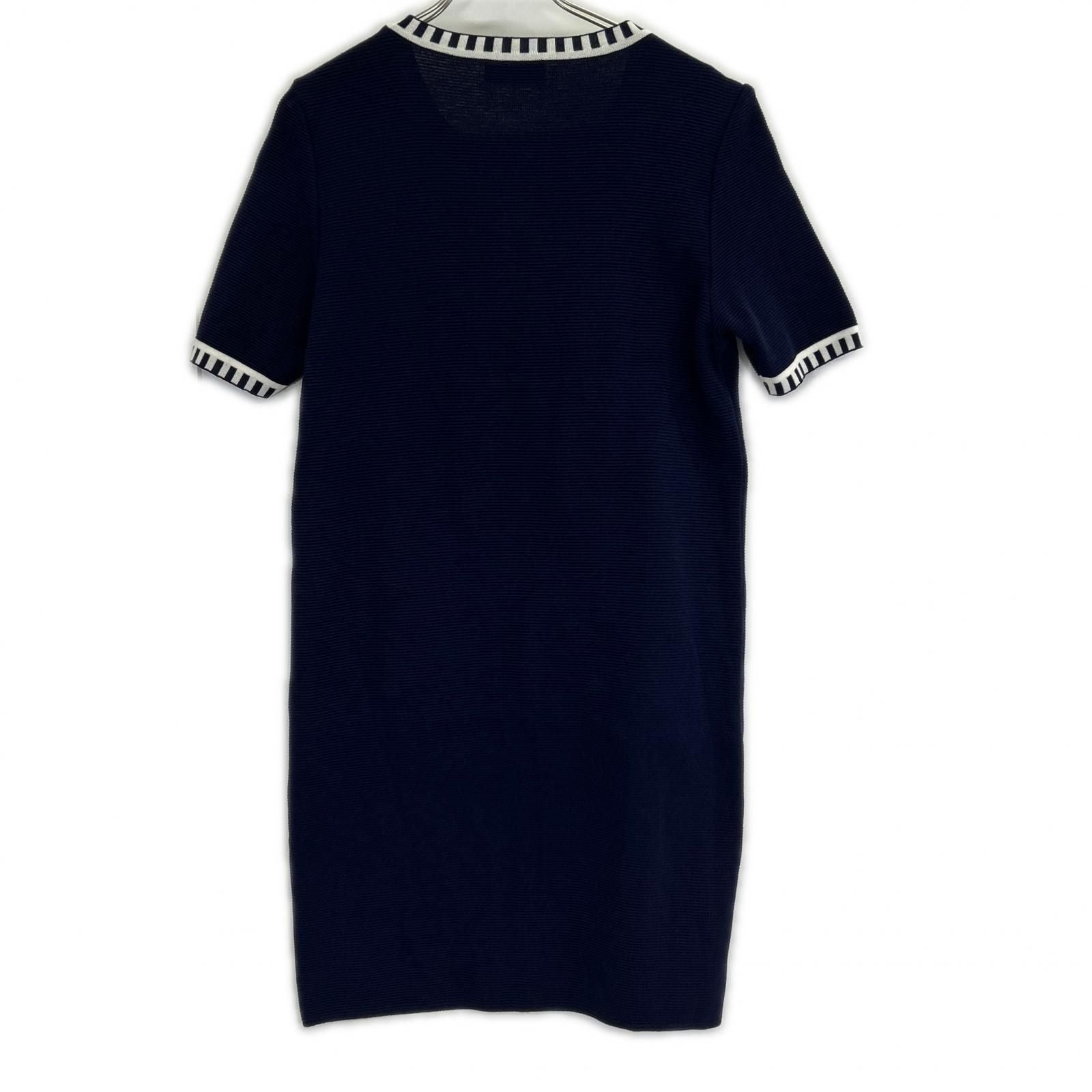 Saint Laurent Yves Navy Rayon Short Sleeve Dress — view 2