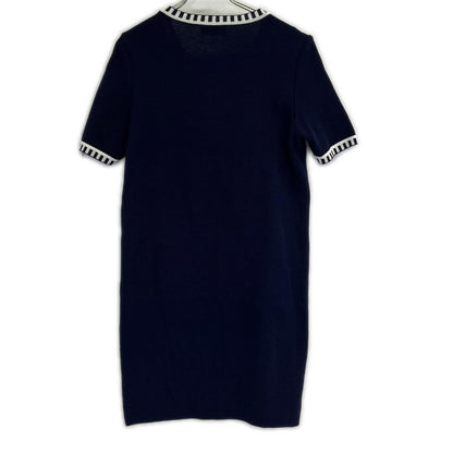Saint Laurent Yves Navy Rayon Short Sleeve Dress — view 2