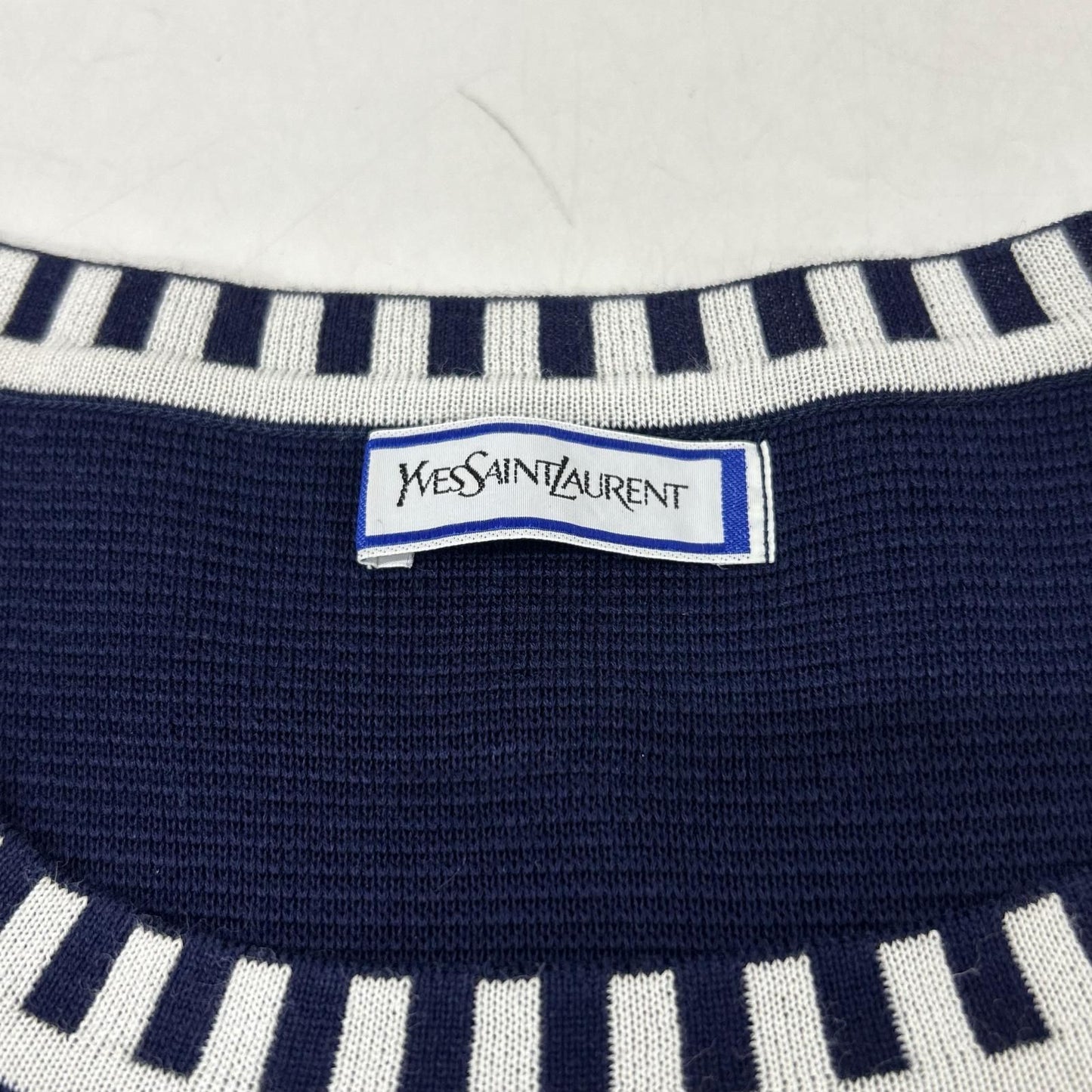 Saint Laurent Yves Navy Rayon Short Sleeve Dress — view 3