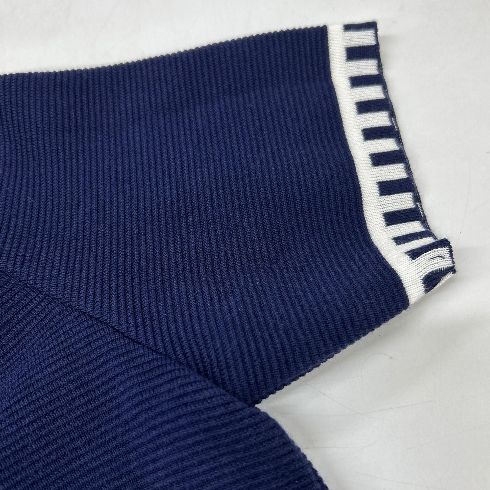 Saint Laurent Yves Navy Rayon Short Sleeve Dress — view 6