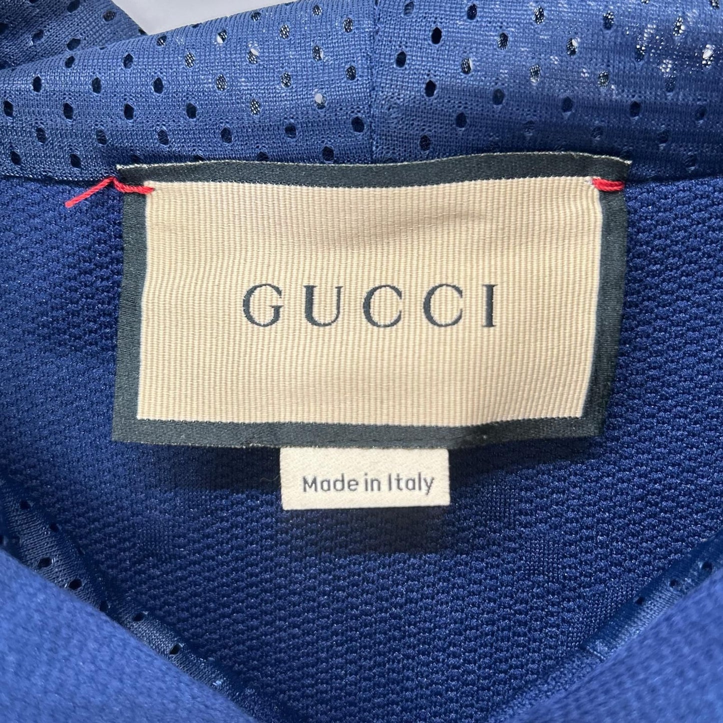 Gucci Navy Yellow GG Logo Jacquard Pullover Hoodie — view 3