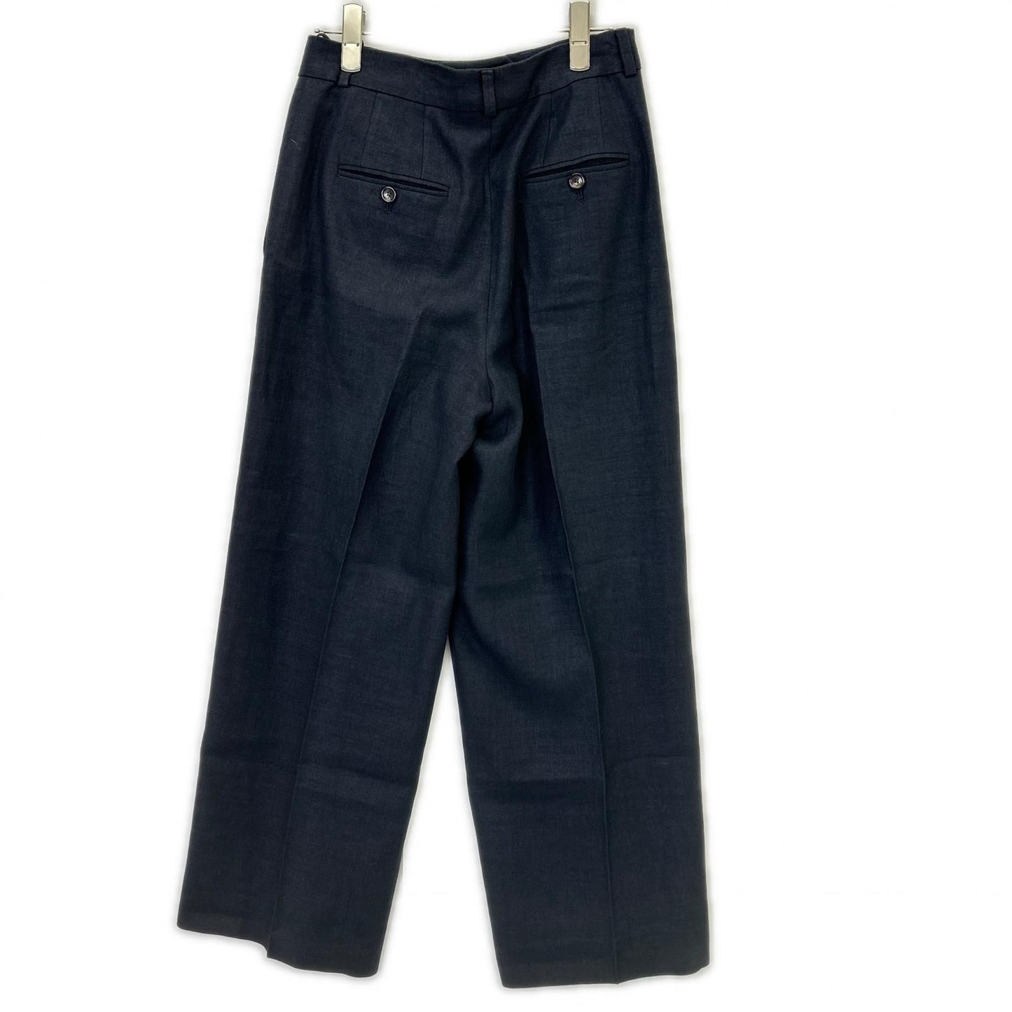Loro Piana Navy Linen Wool Wide Trousers 40 Pants — view 2