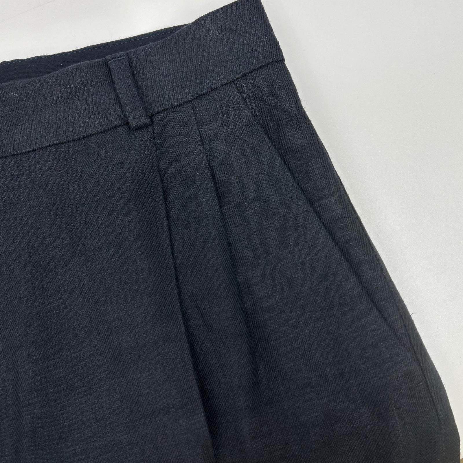 Loro Piana Navy Linen Wool Wide Trousers 40 Pants — view 7