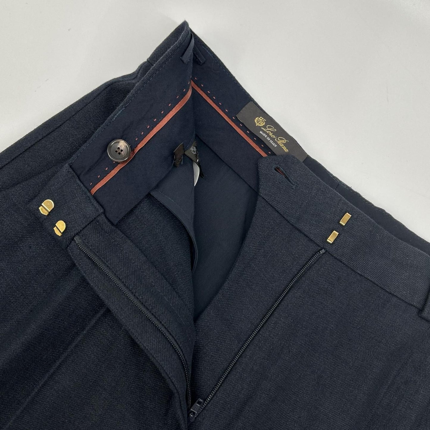 Loro Piana Navy Linen Wool Wide Trousers 40 Pants — view 6