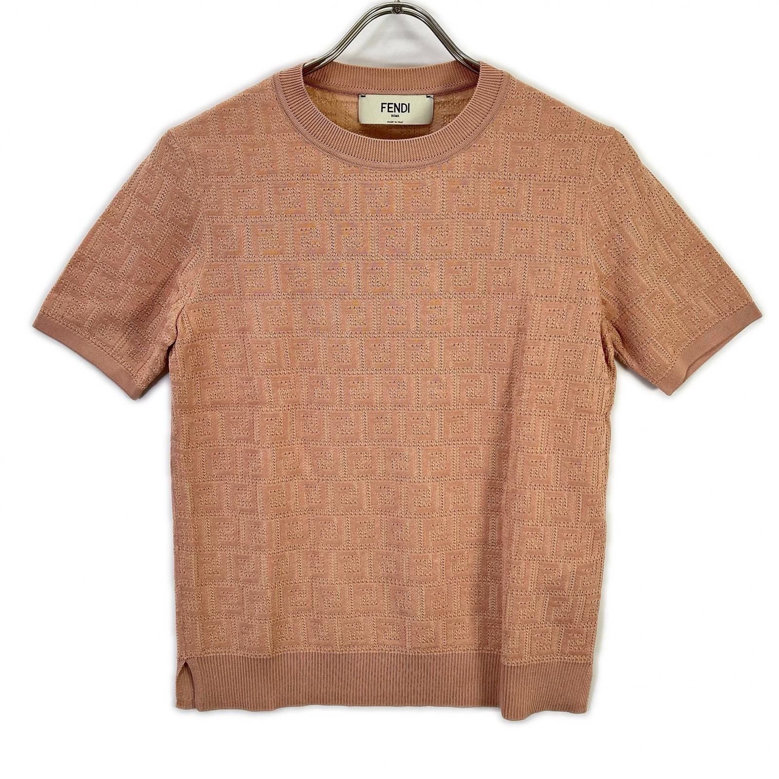 Fendi Pink Zucca Pattern Crew Neck S Knit Top 38 Sweater