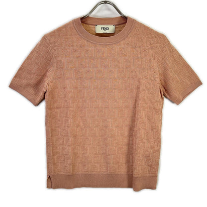 Fendi Pink Zucca Pattern Crew Neck S Knit Top 38 Sweater