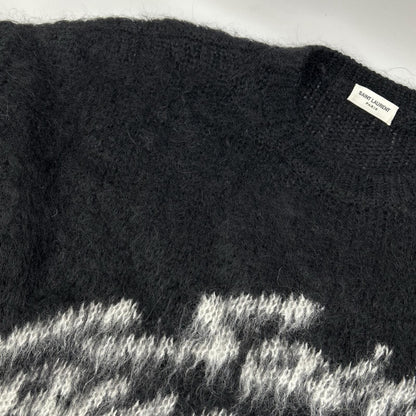 Saint Laurent Paris Black Logo Mohair Knit Sweater — view 7