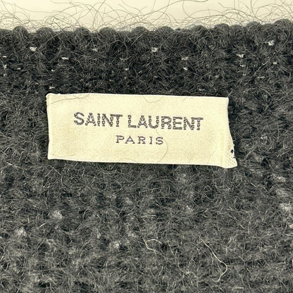 Saint Laurent Paris Black Logo Mohair Knit Sweater — view 3