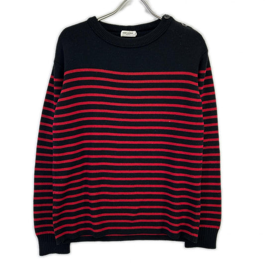 Saint Laurent Paris Border Pattern Knit Sweater