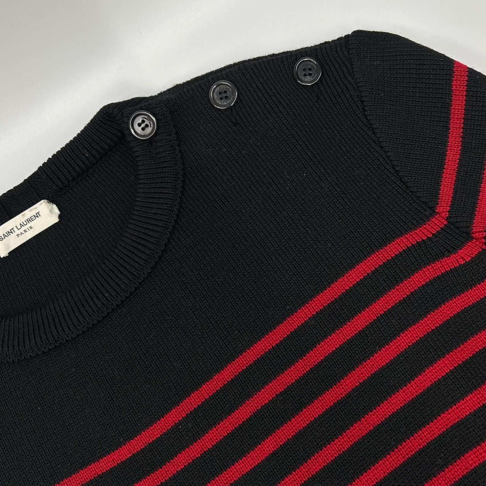 Saint Laurent Paris Border Pattern Knit Sweater — view 7